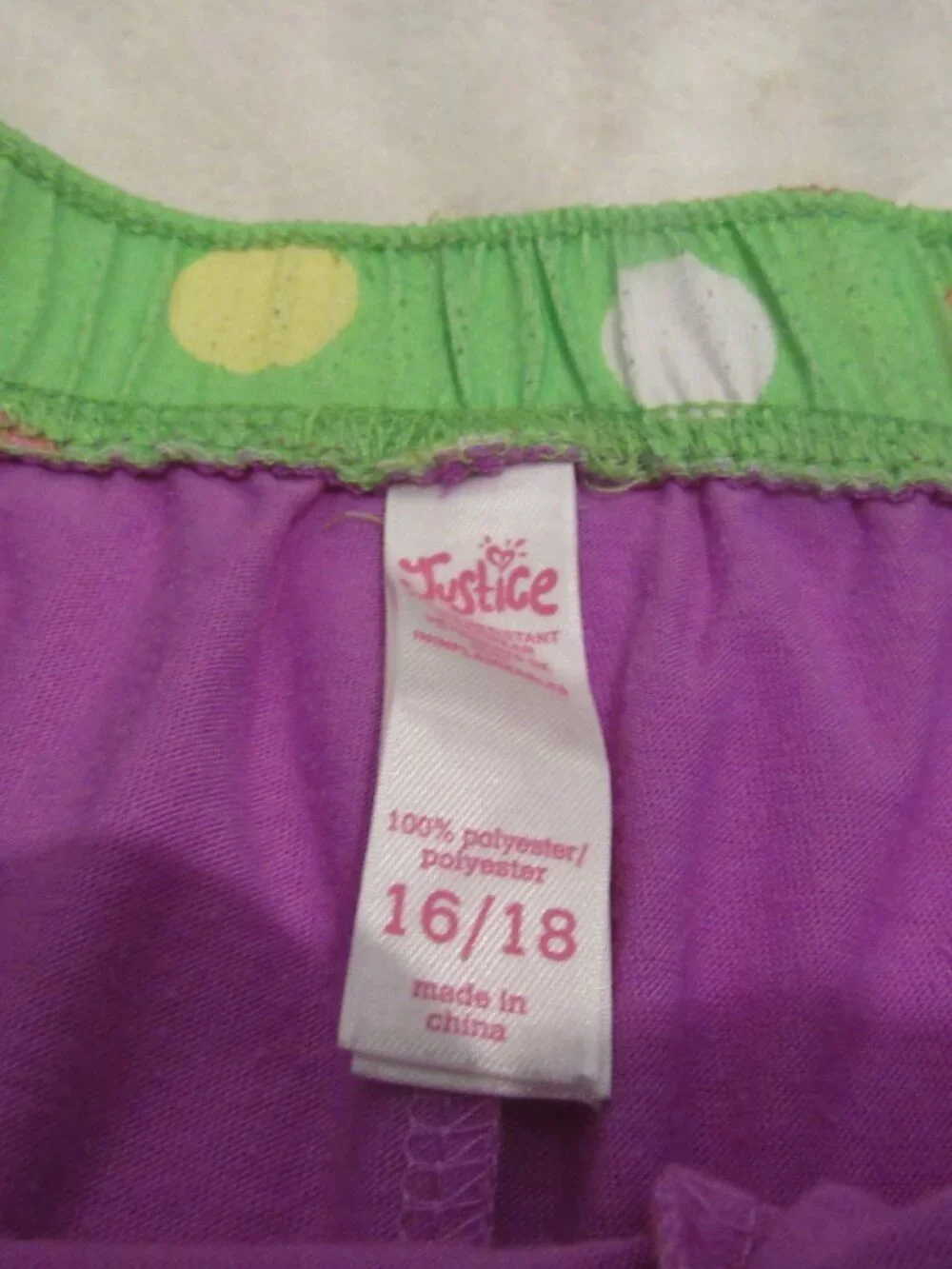Justice Pajama Shorts Size 16-18 USED